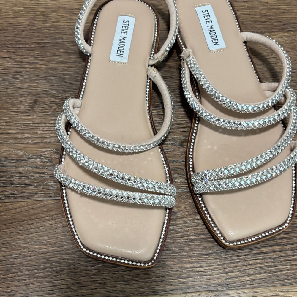 Steve Madden Sparkling Beige Strappy Sandals